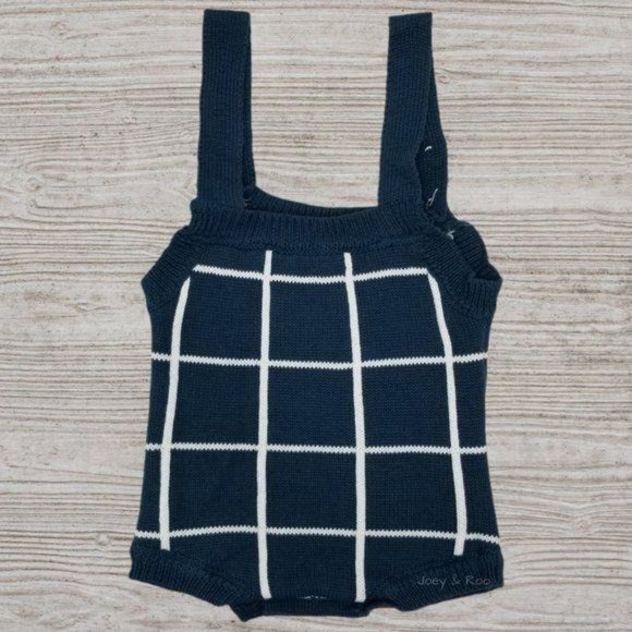 Teal Sweater Button Sleeveless Overall Bodysuit - Picture 3 of 3